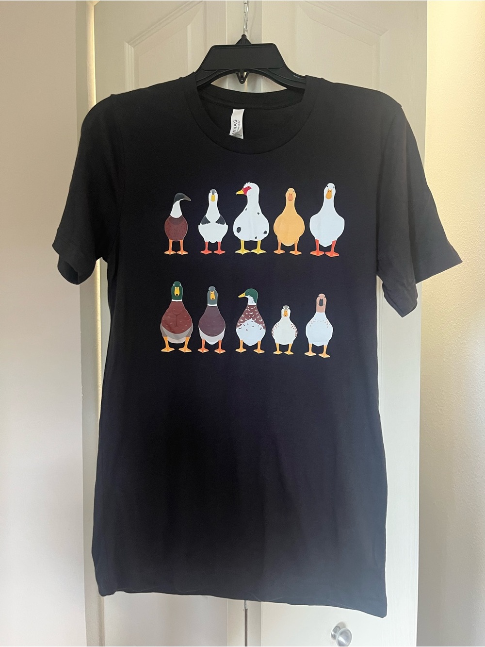 Bella Canvas Black Short-Sleeve Tee with Colorful Duck Row Graphic